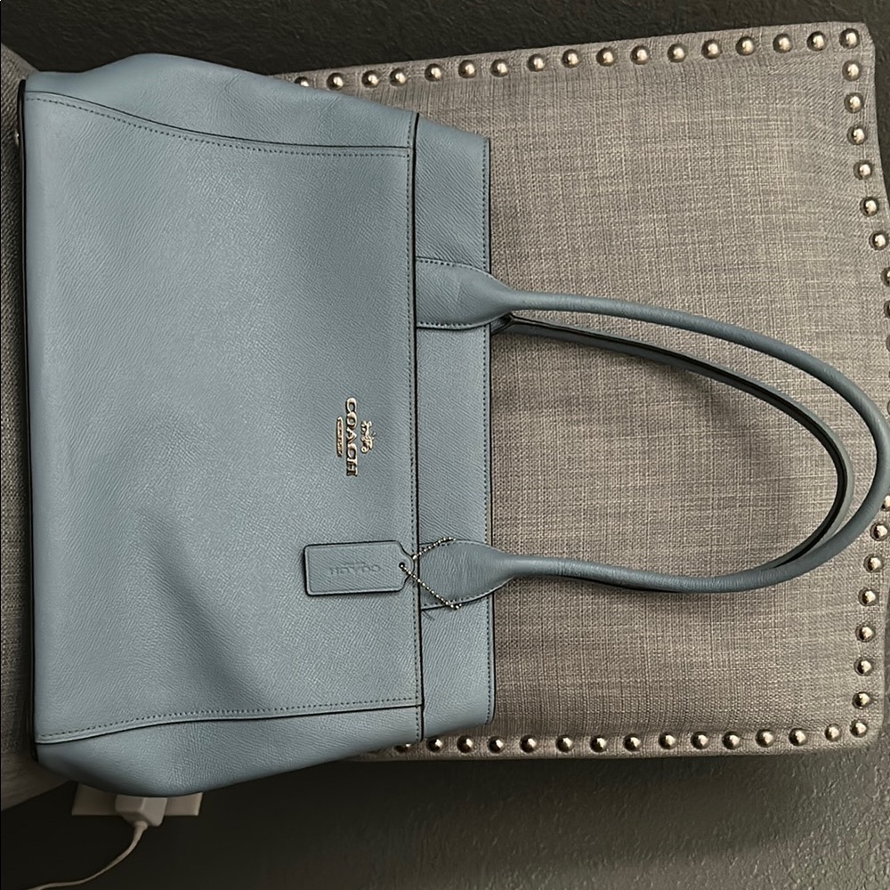 Coach Blue Leather Tote Bag